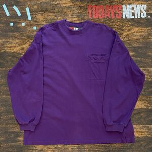 Vintage 90’s Today’s News Mens Sweatshirt Pullover Shirt Purple Solid Y2K Large